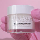 Kiara Sky Pure White Powder All in One Dip Powder applied to nail