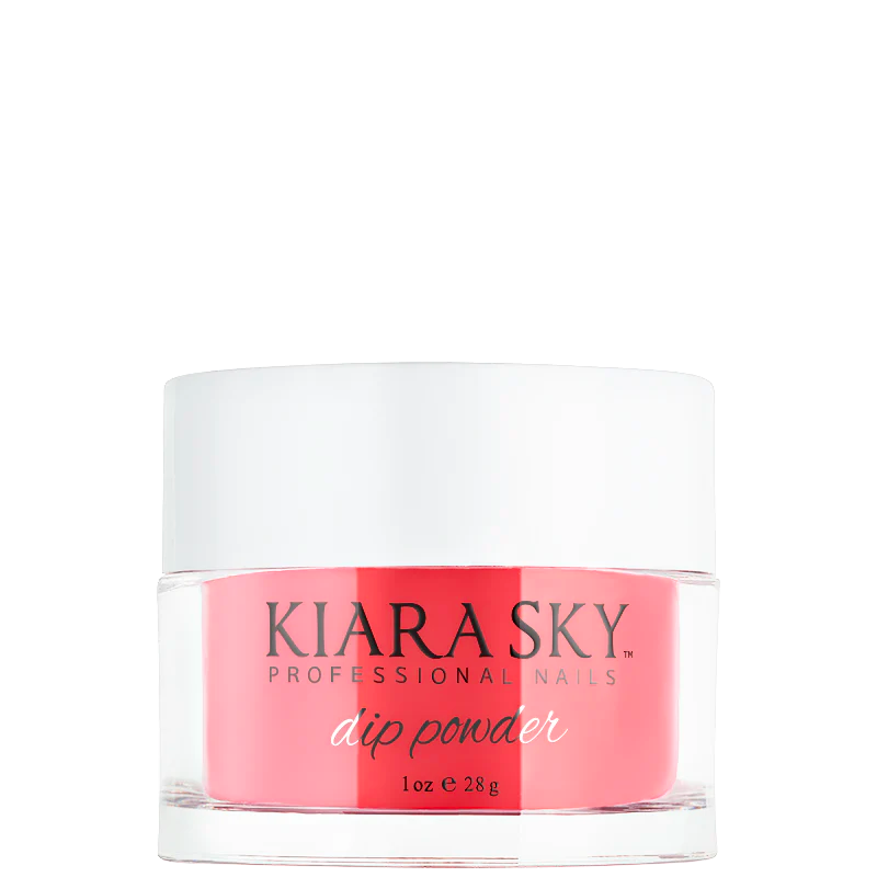 Kiara Sky dip powder extensions with Naio Nails Pure Red acrylic powder