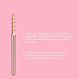Kiara Sky Under Nail Cleaner Drill Bit features